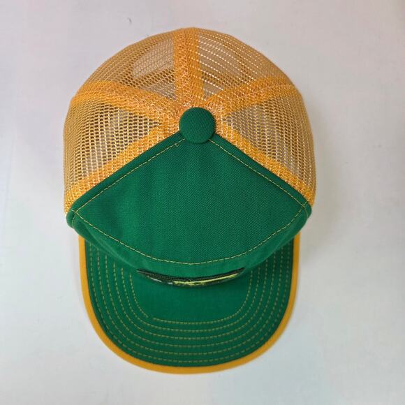 Vintage Johnson Reels Trucker Hat Green Yellow Kap King USA Snapback Foam Rot - Picture 5 of 10